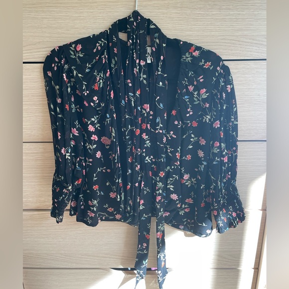 GANNI Elm Floral Print Georgette Wrap Top - Picture 4 of 6